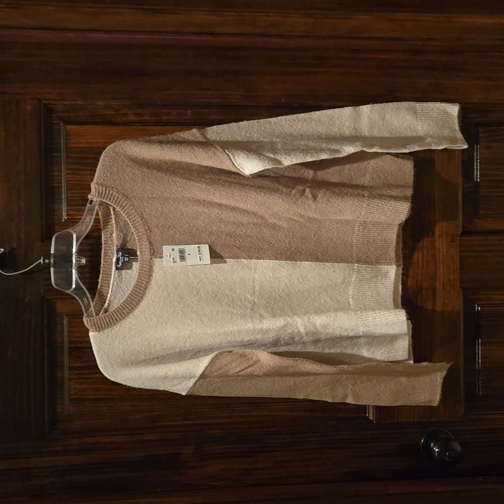 Splendid sweater, cream and taupe, size small